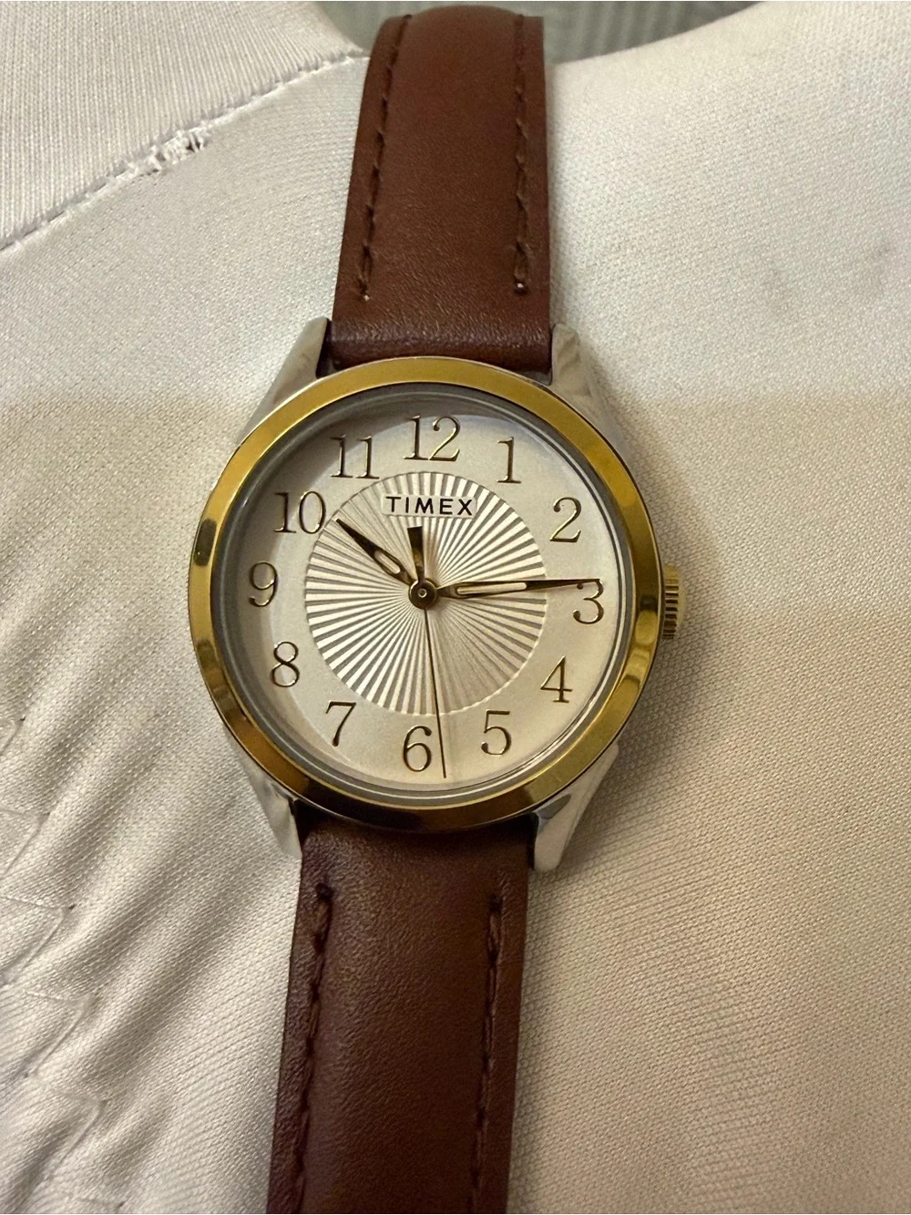 Timex Main Street TW2T66700 Women’s Two-Tone Watch Brown Leather 28mm NWOT